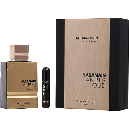 Al Haramain Amber Oud By Al Haramain Eau De Parfum Spray 5 Oz (Black Edition) + Refillable Travel Spray (Empty)